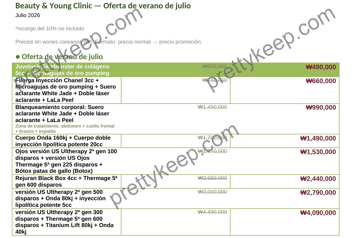 Beauty & Young Clinic — Oferta de verano de julio 1