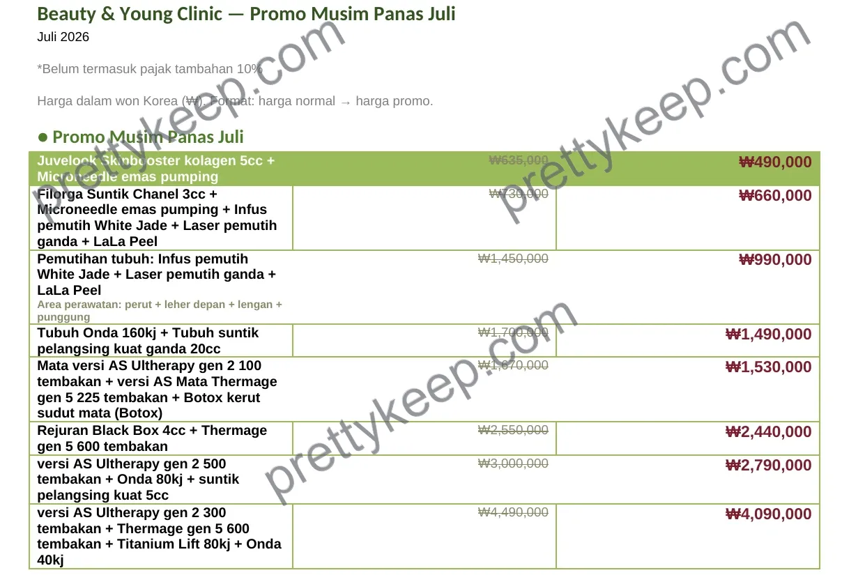 Beauty & Young Clinic — Promo Musim Panas Juli 1