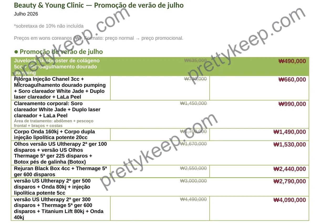 Beauty & Young Clinic — Promoção de verão de julho 1