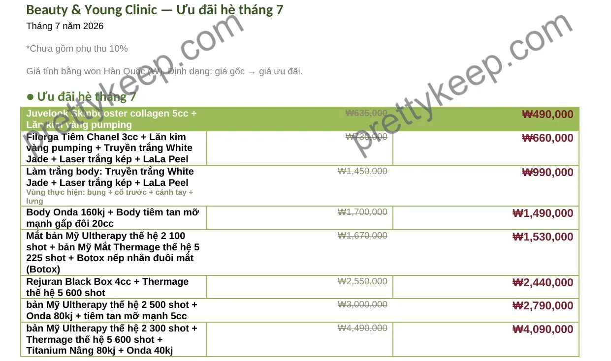 Beauty & Young Clinic — Ưu đãi hè tháng 7 1