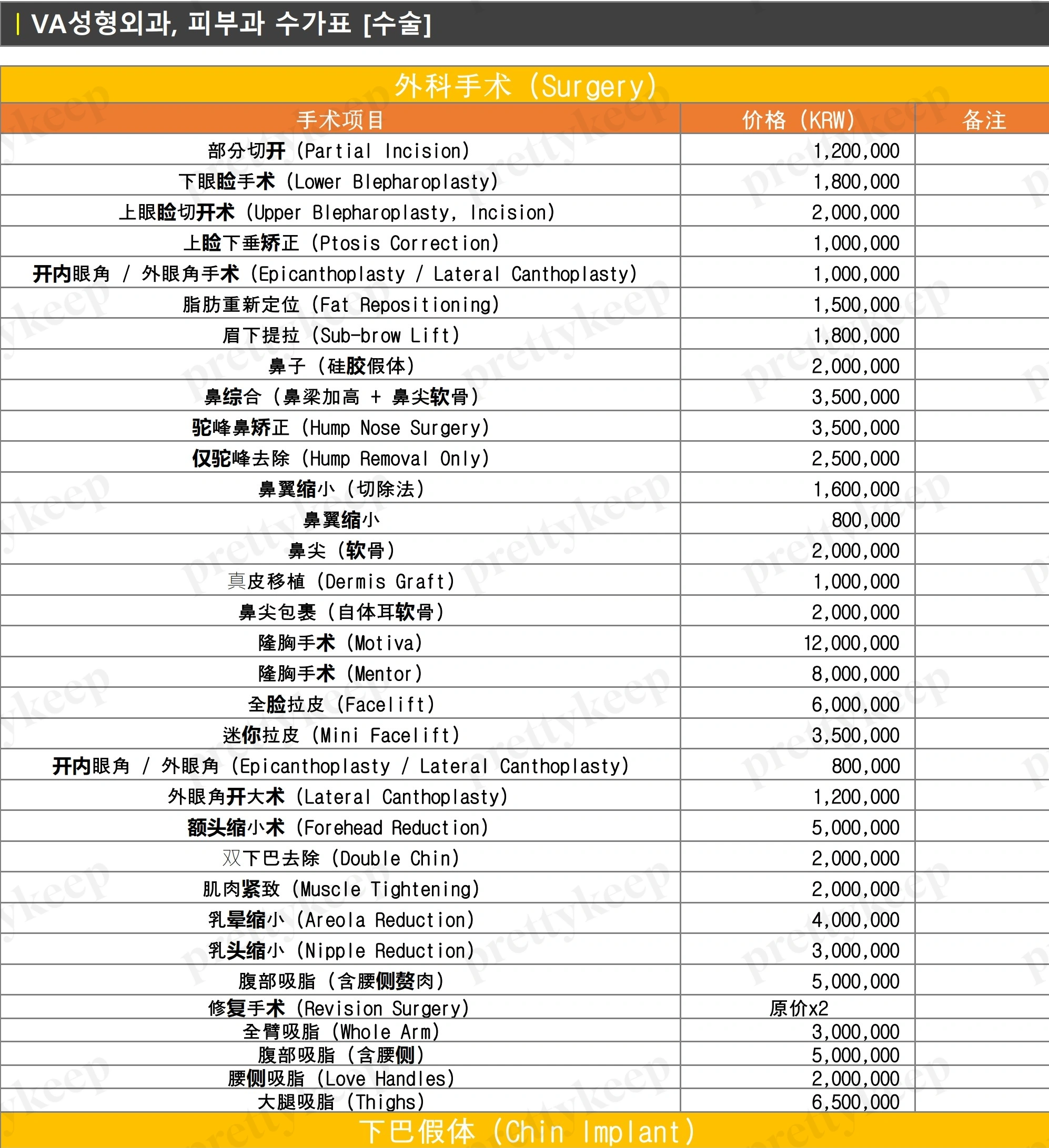 브이에이성형외과의원 PRICE 02