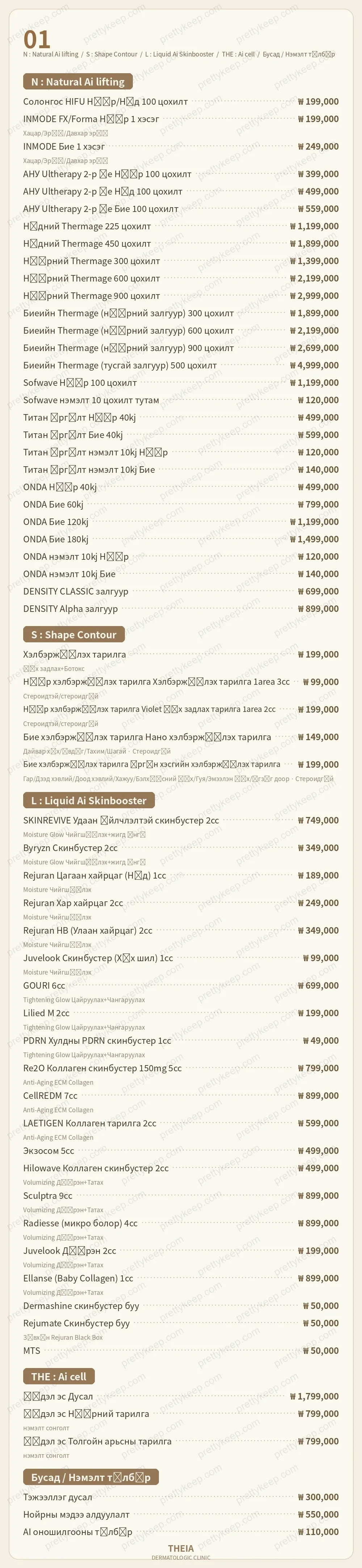 THEIA арьсны эмнэлэг PRICE 01