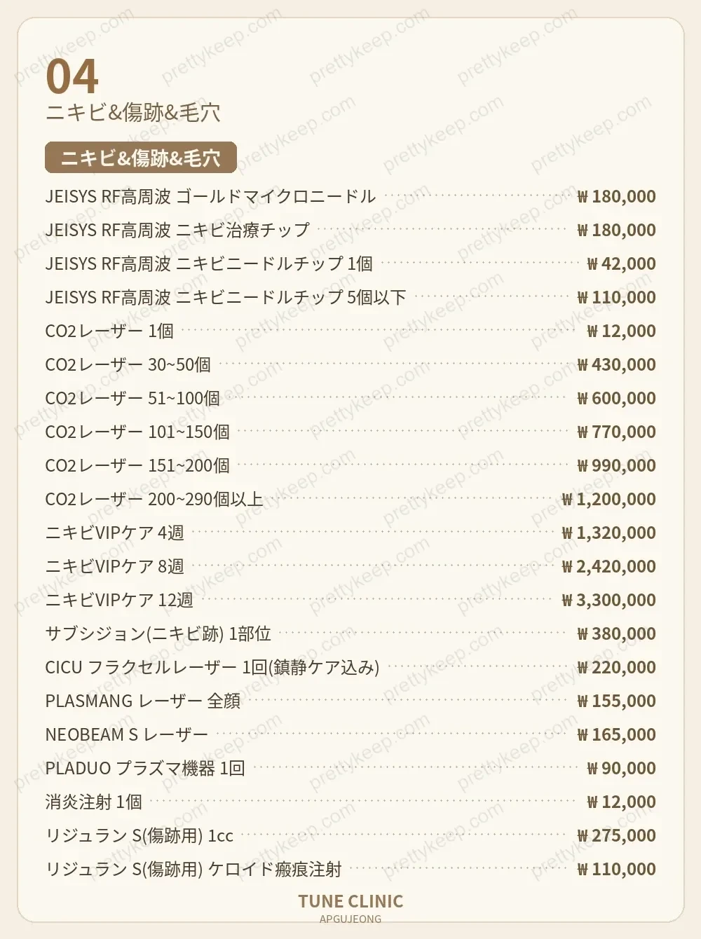 狎鴎亭チューンクリニック PRICE 03