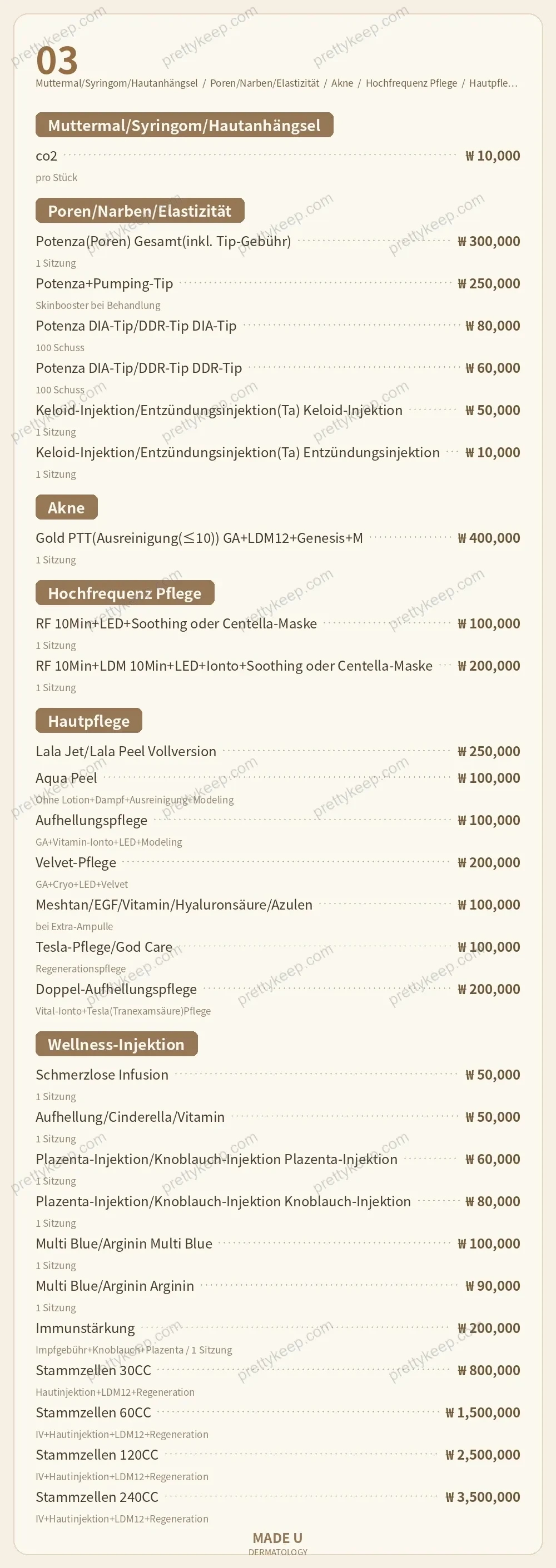 MADE U Dermatologie PRICE 03