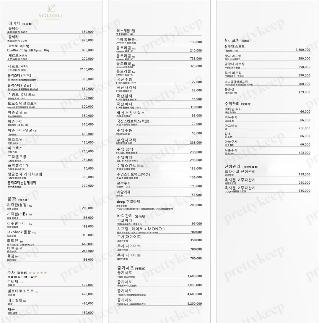 VIOLACELL整形外科 PRICE 01