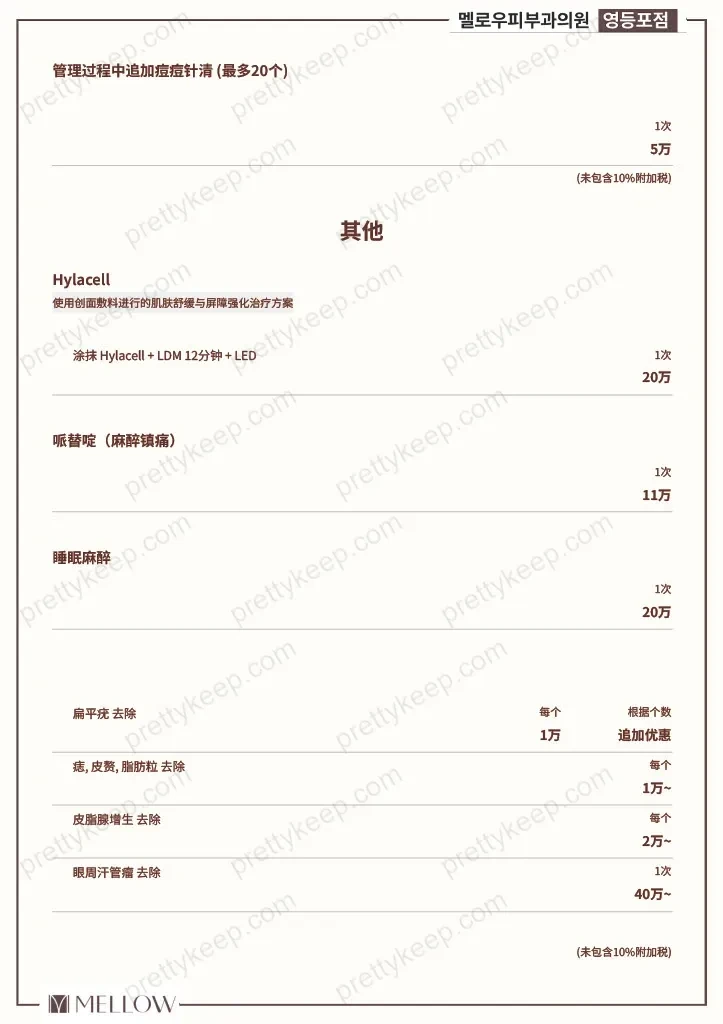 MELLOW皮肤科医院永登浦 PRICE 09