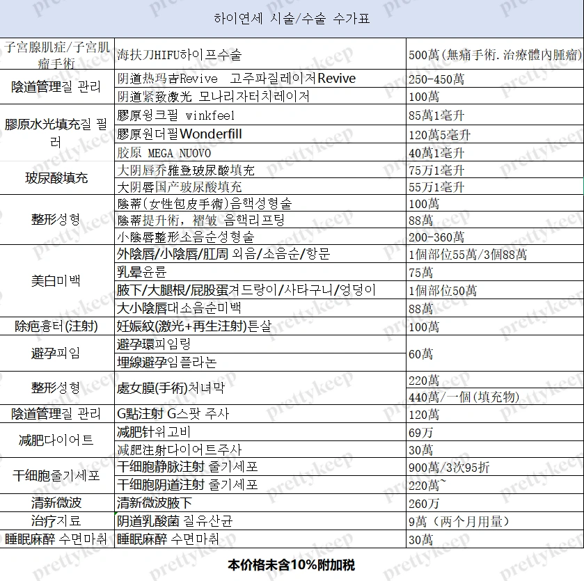 Hiyonsei妇产科 PRICE 01