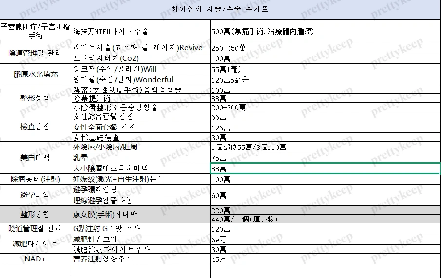 Hiyeonsei Obstetrics and Gynecology PRICE 02
