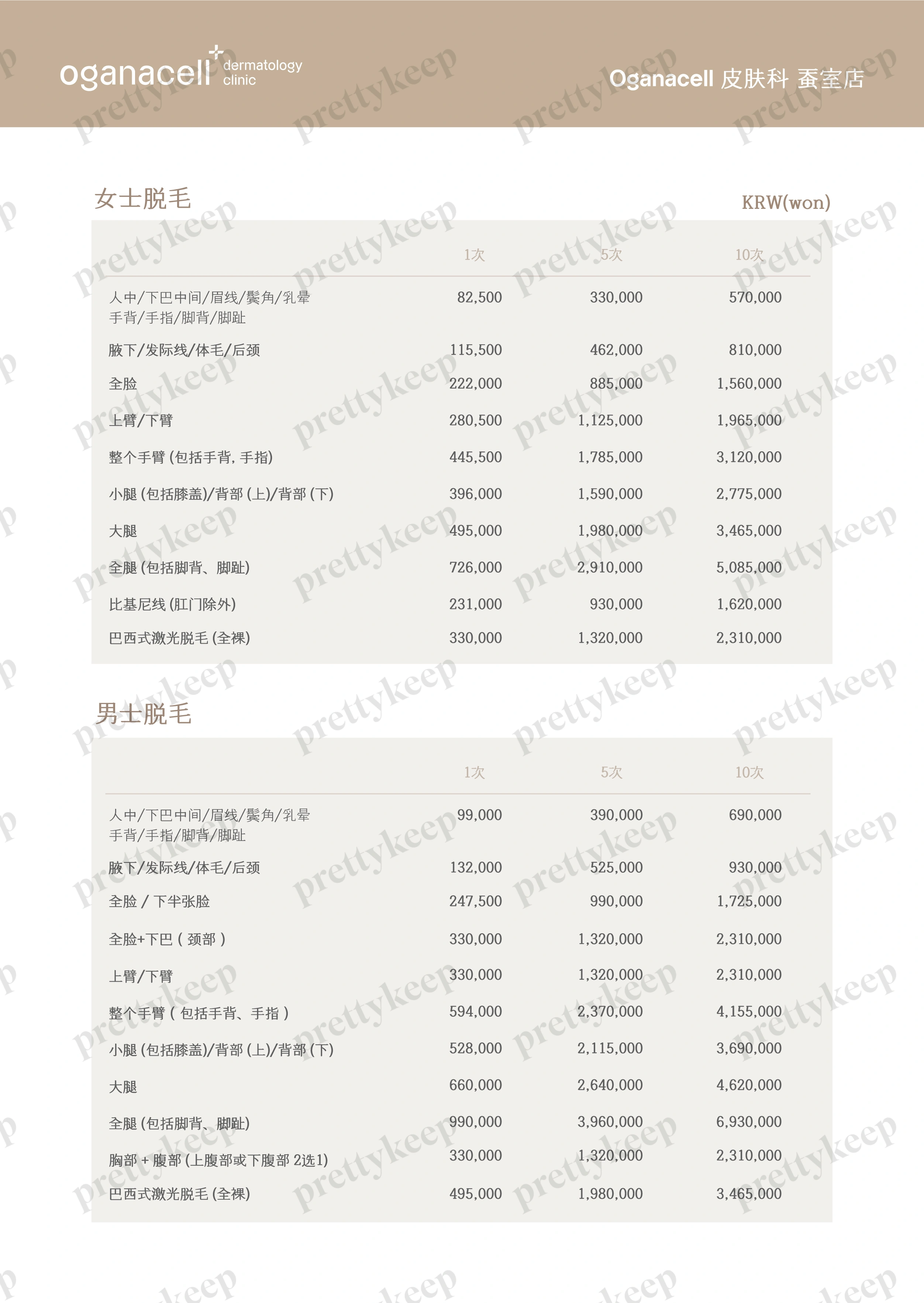 Oganacell  Dermatology Clinic Jamsil Branch PRICE 01