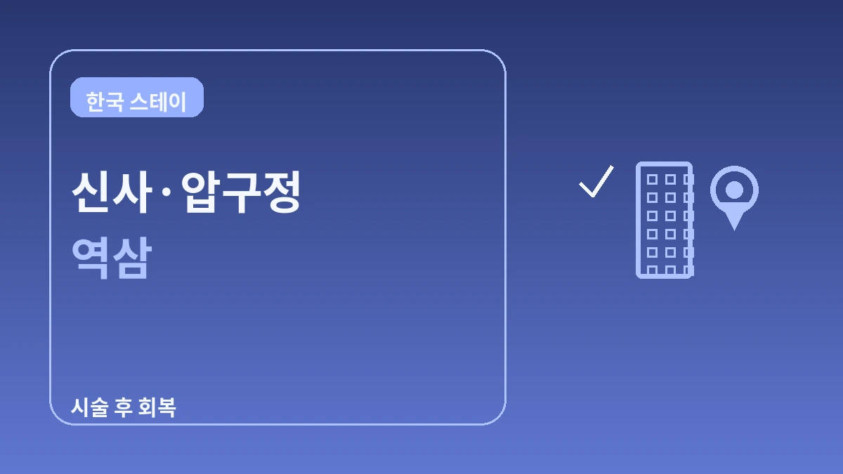 강남 성형·피부과 밀집지역 숙박 가이드 — 시술 후 회복 최적 동선 3