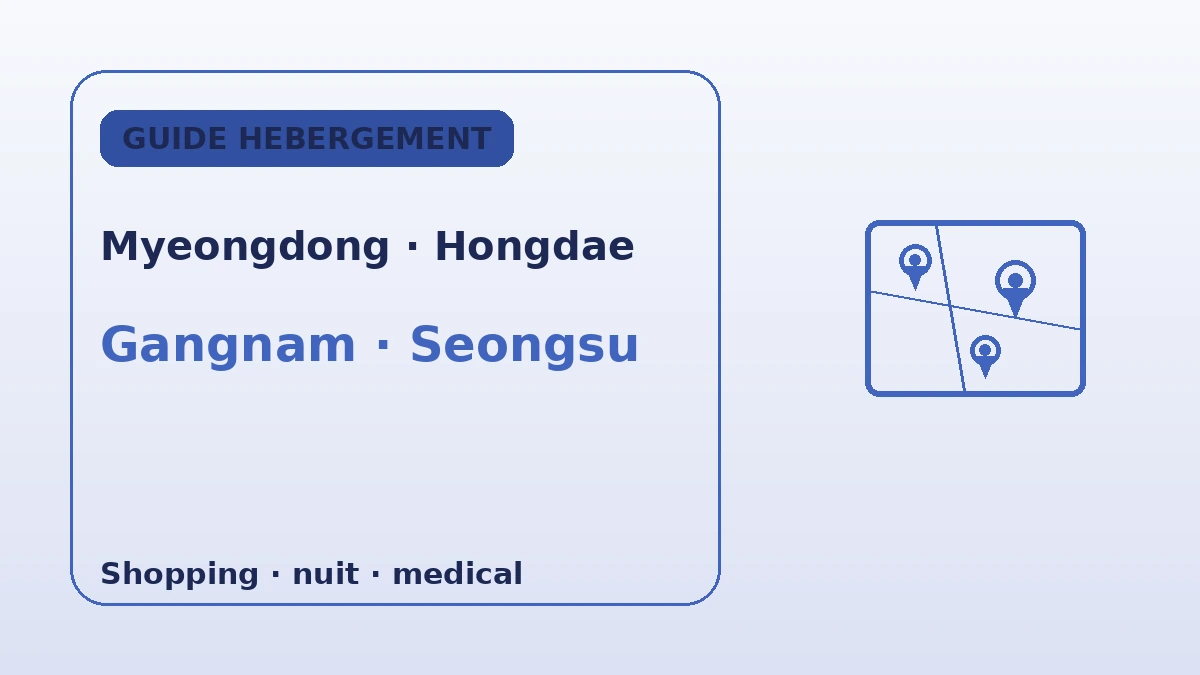 Guide d'hébergement à Séoul par quartier — Myeongdong·Hongdae·Gangnam·Seongsu : où loger 2