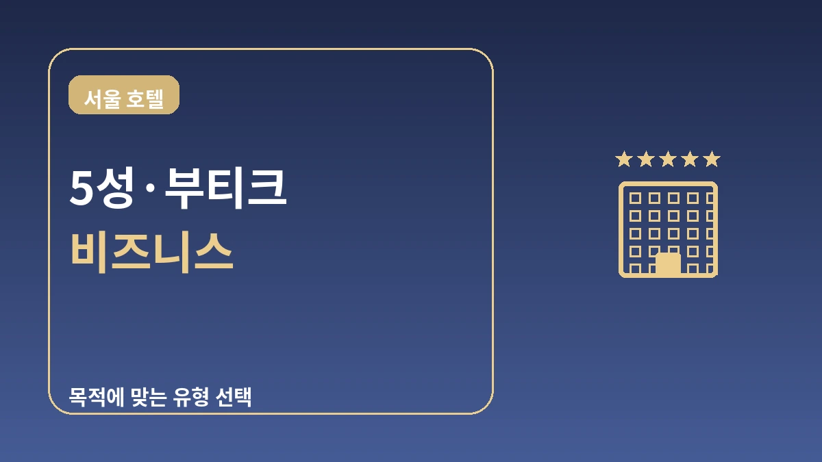 서울 호텔 등급별 가이드 — 5성·부티크·비즈니스호텔 1