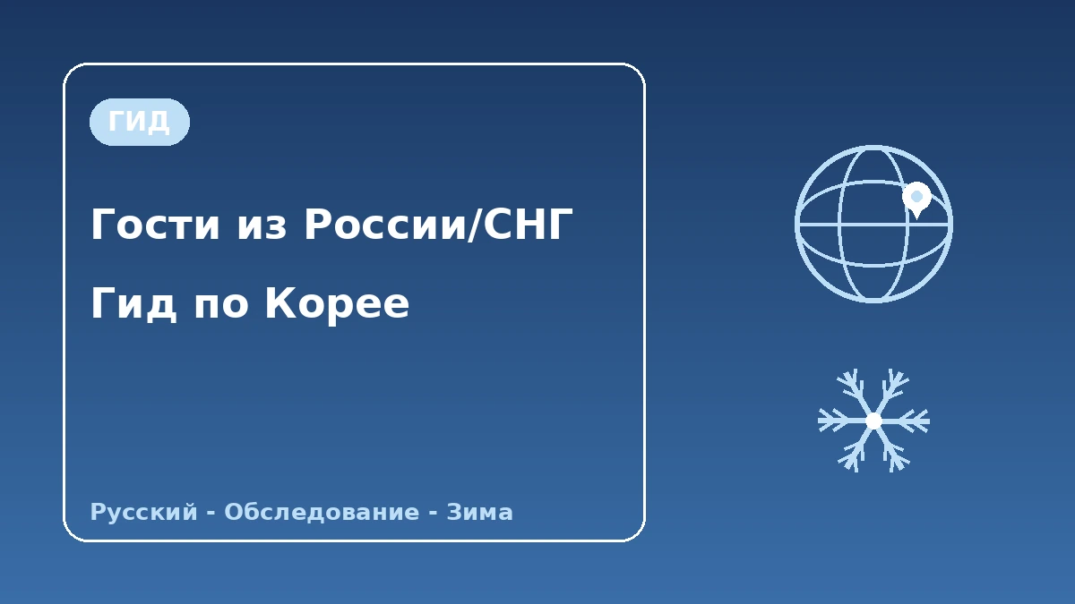 Гид по Корее для посетителей из России·СНГ — поддержка на русском·долгое пребывание/обследование·зимний сезон