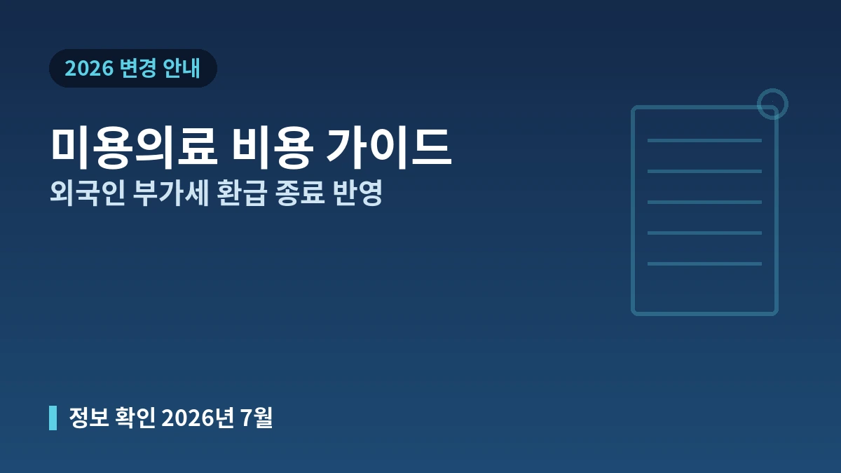 2026 한국 미용의료 비용 가이드 — 외국인 부가세 환급 종료·실비용 안내 1