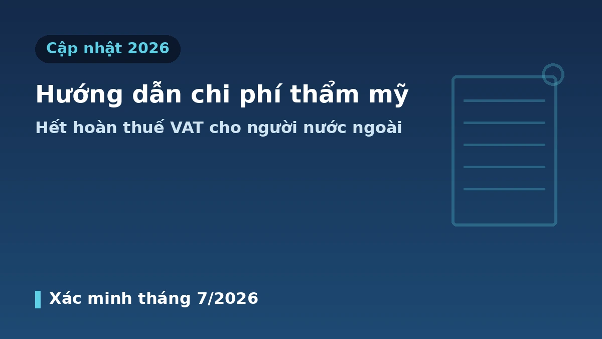 Hướng dẫn chi phí y tế thẩm mỹ Hàn Quốc 2026 — Chấm dứt hoàn thuế VAT cho người nước ngoài·Thông tin chi phí thực tế 1