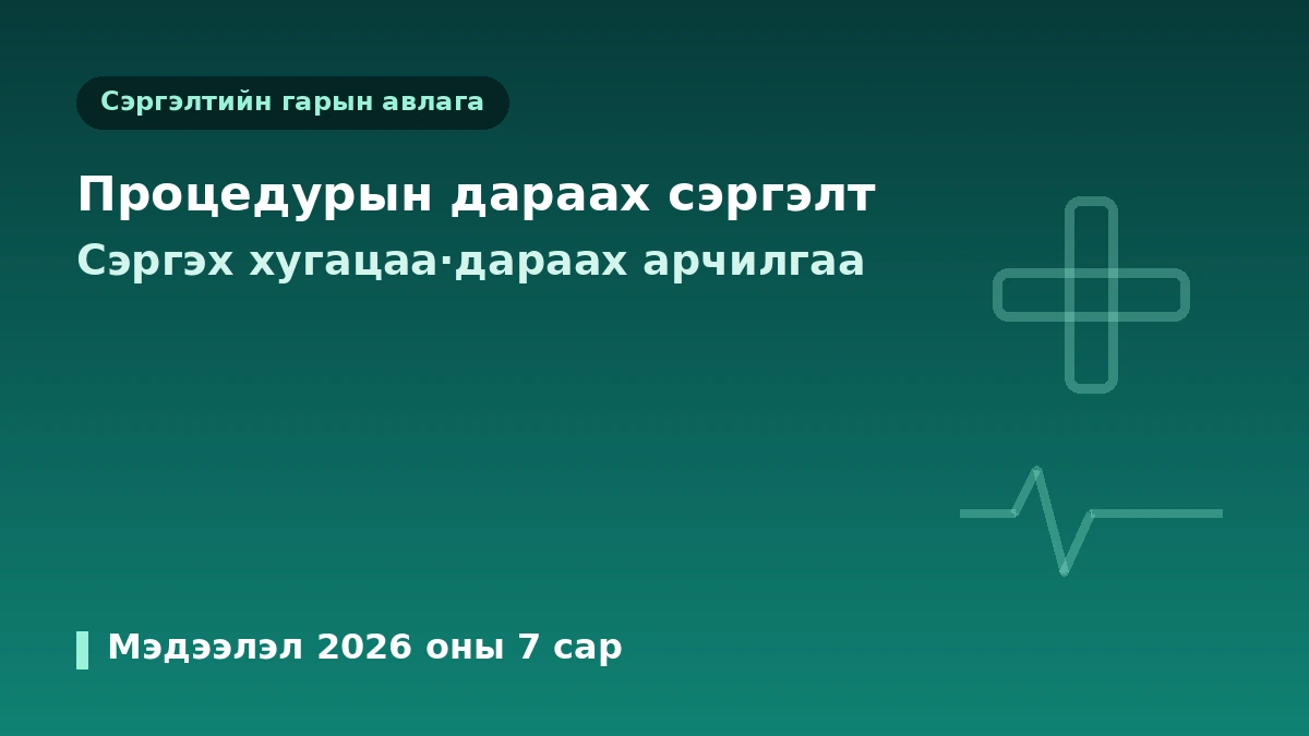 Гоо сайхны эмчилгээний дараах сэргэлтийн менежментийн практик гарын авлага — Сэргэх хугацаа·дараах арчилгаа·анхааруулах шинж тэмдэг 1