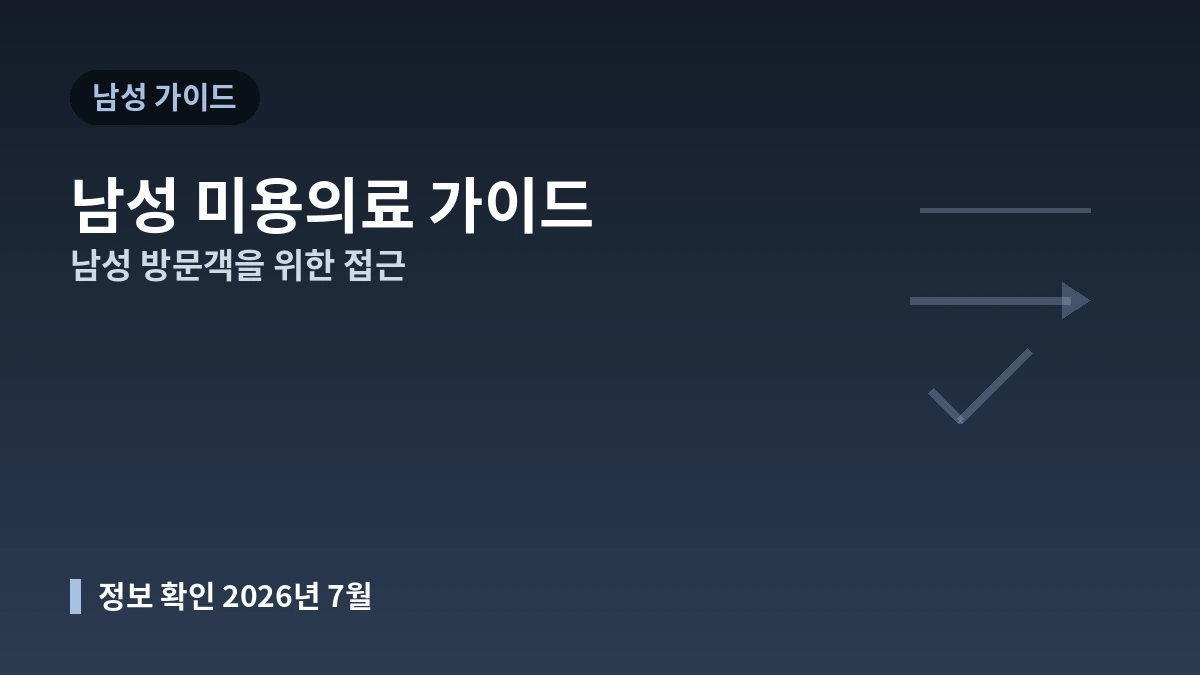 남성 미용의료 가이드 — 남성 방문객을 위한 접근
