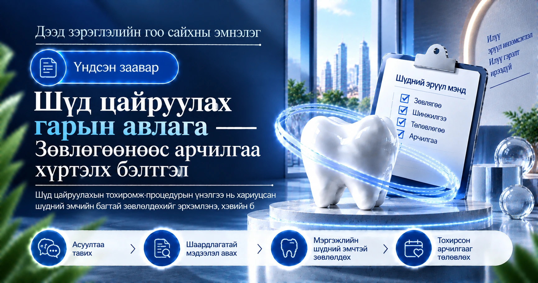 Шүд цайруулах гарын авлага —— Зөвлөгөөнөөс арчилгаа хүртэлх бэлтгэл 1